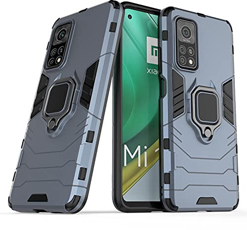 Max Power Digital Coque pour Xiaomi Mi 10T Housse Antichoc avec Anneau Rotatif Aimant Etui Magnétique Rigide Dure Armure Bague Support Armure Renforcée (Xiaomi Mi 10T, Marine)