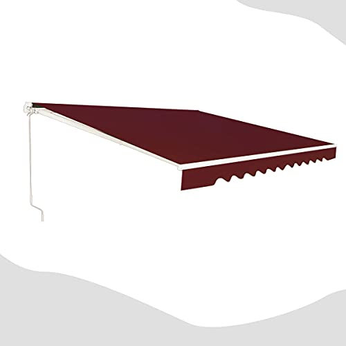GOPLUS Store Banne Manuel 3Mx2,5M, Auvent de Terrasse Extérieur et Tissu Résistant aux UV avec Manivelle et Angle Réglable 5-35°pour Patio,Balcon,Terrasse(Bordeaux)
