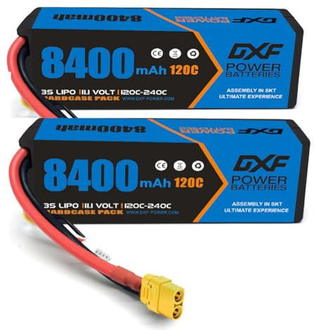 2pcs DXF 3S Lipo Battery 11.1 V Battery 120C 8400mAh Lipo RC Battery with Dekan Plug Hard Case Battery for RC Car Truck Boat Aircraft Helicopter Racing Models