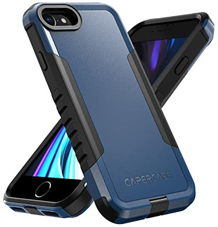 CAPERCASE Rugged Shockproof iPhone SE 3rd Generation (2022) & 2nd (2020) Gen, iPhone 8/7 Case, [Military Grade Anti-Drop] Heavy-Duty Tough Slim Fit Lightweight Protective Phone Case, Blue