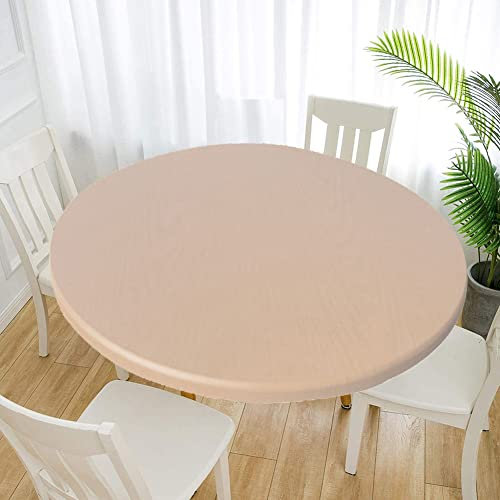 Cozomiz Elastische Tischdecke Gartentischdecke Rundtischdecke wasserdichte rutschfeste Abwischbar Schmutzabweisend Tischdecke Champagner 60m Runde Enge Passform