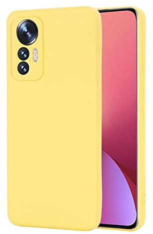 BRAND SET Funda para Xiaomi 12 Lite 5G, Caja Teléfono Silicona Líquida, con Forro Tela Microfibra Estuche Protector Suave al Tacto Carcasa para Xiaomi 12 Lite 5G-Amarillo