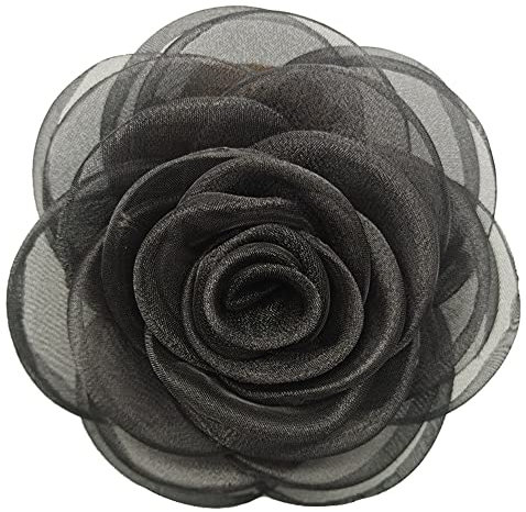 KABELIF Damen Blume Haarspange, Blume Haarklammer, Blume Haarclip Haarschmuck, Rose Broschen Ansteckblume, Blume Corsage für Hochzeit Bankett Party (Schwarz)