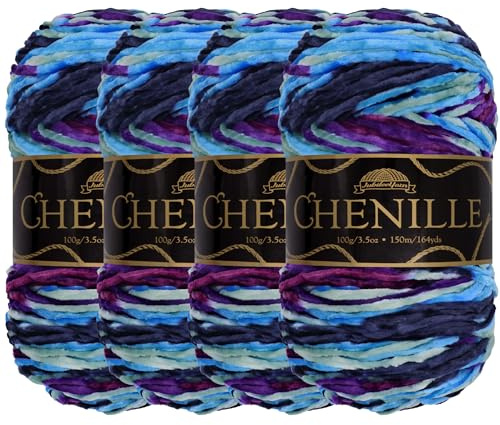 JubileeYarn Chenille Yarn - Worsted Polyester - 100g/Skein - Nibiru - 4 Skeins