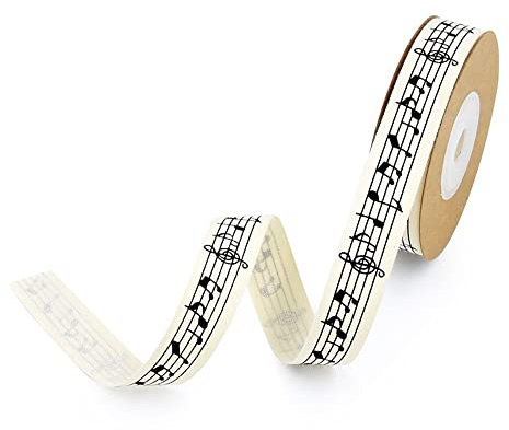 LUMoony 1 Rolle 10 m *15 mm Geschenkband mit Musiknoten Dekoband Musik Noten Creme Schleifeband Geschenkband DIY-Geschenkverpackung, Hochzeit, Kuchen, Geburtstagsfeier