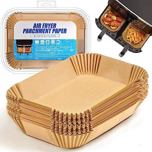 Air Fryer Liners Disposable for Ninja Airfryer: 125pcs 8.7x5.5 Rectangle Parchment Paper for Air Fryer Dual Basket Ninja DZ201 DZ401 Foodi 8Qt and Above Air Fryer liner Accessories