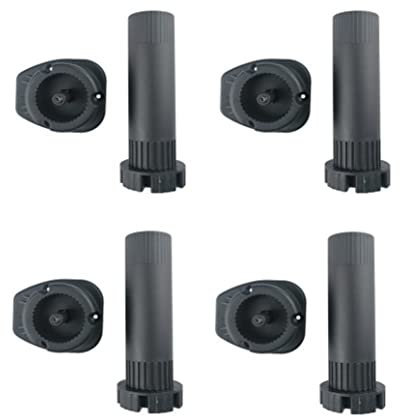 AZERODESIGN Pata Regulable para módulos de Cocina Pack de 4 Unidades Dos Alturas 10-13cm y 13-19cm Base con tetón de 13mm PVC Negro módulos de Cocina Armario Base y Pata (100-130MM)
