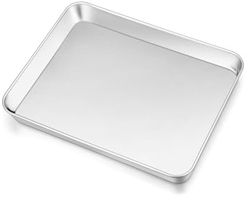 Joyfair Backblech, Edelstahl, Backblech, Toaster, Ofenblech, professionelles Backgeschirr für Kekse, Speck, Brot, gerollter Rand und Spiegel-Finish, rostfrei und spülmaschinenfest (26,7 cm)