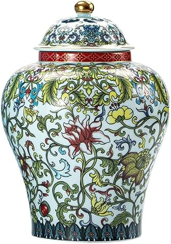 Deko Vase Porzellan-Ingwerglas-Vase Mit Deckel, Chinoiserie-Tempelglas, Emaille, Dekorative Vase Für Heimdekoration, Keramik Vase mit Deckel