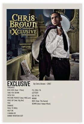 GUyfam Chris Brown Poster, exklusives Albumcover, Poster, Leinwand, Poster, Schlafzimmer, Dekoration, Sport, Landschaft, Büro, Raumdekoration, Geschenk, 30 x 45 cm