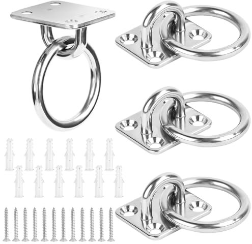 4 Stück Augplatte mit Öse, Edelstahl Decksplatte Augplatte mit Öse Augplatten Edelstahl Augenplatte Ösenplatte Ösen Halterung für Sonnensegel Befestigung Deckbeschläge für Boote