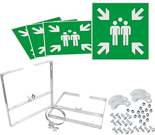 Dreifke® Schild I Würfelset Rettungszeichen Sammelstelle, Aluminium, 400x400mm, inkl. Befestigung