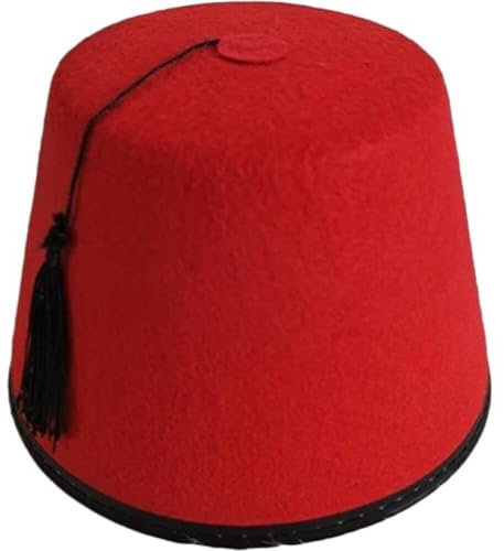 Traditioneller Roter Fez-Hut Schwarzer Quaste, Marokkanischer Hut, Beanie-mütze, Flacher Hut, Universeller Osmanischer Türkischer Hut, Anziehhüte
