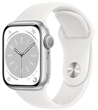 Apple Watch Series 8 (GPS, 45mm) Aluminiumgehäuse Silber met Sportarmband Weiß - One Size (Generalüberholt)