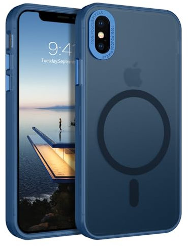 BENTOBEN für iPhone X iPhone XS Hülle mit MagSafe Magnetisch Hülle für iPhone X/iPhone XS 5.8 Durchscheinende Matt Anti-Fingerabdruck Handyhülle Rückseite Dünn Stoßfest Schutzhülle, Blau