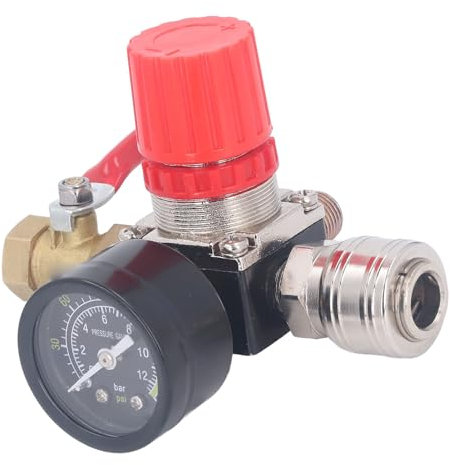 SEAFRONT Luftkompressor-Druckregler-Set, Pneumatischer Werkzeugregler mit Manometer, 4-Wege-Ventil, 0–180 PSI, Europäischer Stil (3/8 Zoll Kugelhahn)