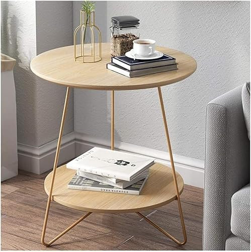 GLMGBP Couchtisch, Beistelltisch, Kleiner Tisch, runder Marmor-Beistelltisch mit Messing-Metallrahmen, Beistelltisch, Couchtisch, Goldener Beistelltisch für Wohnzimmer (Farbe: Natur, Größe: 50 x 50