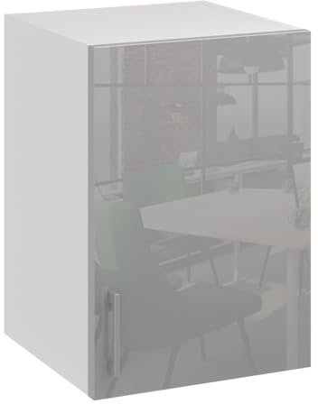 roe furniture Hängeschrank 40 cm - Küchenschrank - Küchenmöbel - Küchenunterschrank - Schrank Küche - Küchenschränke Einzeln Grau Hochglanz