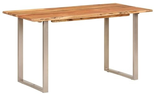 JUDYY Esstisch 140x70x76 cm Massivholz Akazie, Esszimmertisch, Baumkantentisch, Dining Tables, Esszimmermöbel, Küchentisch - 350292