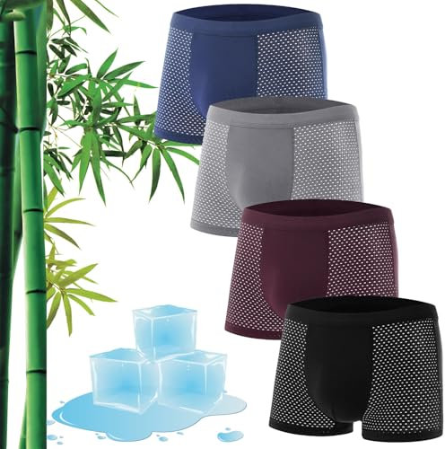 Générique Boxer en Fibre de Bambou Box-Hero, Boxer en Soie glacée Respirant pour Hommes, Boxer en Fibre de Bambou, sous-vêtements pour Hommes en Maille Respirante (A-4pcs, XXL)