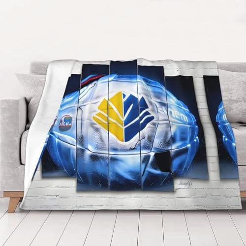 MDATT Waschbare Flanelldecke mit Eishockey-Kunstmuster, doppelseitig, warme Decke, Winterwärme, Bettdecke