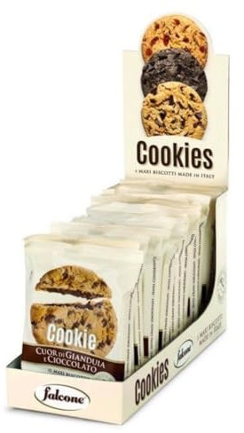 Falcone | Biscotto Cioccolato al Latte Ripieno di Crema Nocciola - 13 x 50 Gr | Biscotto Maxi Cuore di Gianduia Incarto Singolo