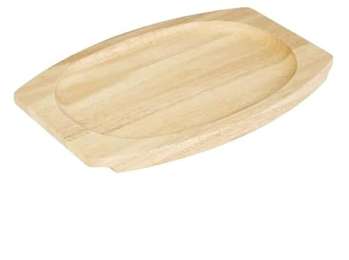 Olympia Hevea Board for Cast Iron Oval Sizzler 335x205mm for GJ557 | Protects tables from hot cast iron platters, with recessed wells to prevent slipping during busy restaurant service.