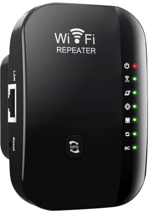 WLAN Verstärker mit Steckdose, 300Mbit/s WiFi Repeater, 2.4GHz WLAN Repeater mit WPS, Internet Verstärker für bis zu 3000m² und 30+ Geräte, inklusive Netzwerkkabel, Kompatibel mit allen WLAN Geräten,B