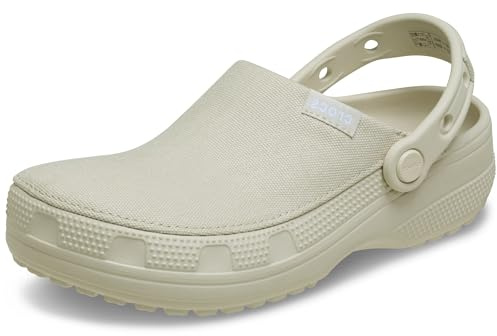 Crocs Unisex-Adult Classic Crafted Canvas Clogs for Men and Women, Stucco, 8 Women/6 Men