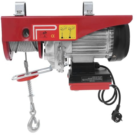 1450W Elektrischer Seilzug mit Fernbedienung, Elektrische Seilwinde 400kg bis 800kg, Elektrische Hebewinde 12m/6m Hubhöhe, Elektrische Seilhebezug für Haus Lager