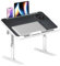 Table de Lit Réglable 60 x 40 cm, Plateau Bureau Pliable pour Ordinateur Portable, Hauteur et Angle Ajustables, Lapdesk Pliable avec Support Tablette, Idéal pour Lit, Canapé, Sol - Noir