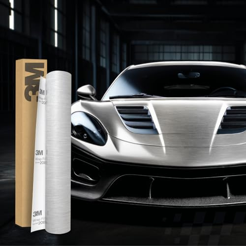 Pellicola autoadesiva 3M 2080 per auto, 30 x 152 cm, per auto, moto, barca, pellicola protettiva 3D con canali d'aria per pellicola (BR120 in alluminio spazzolato)