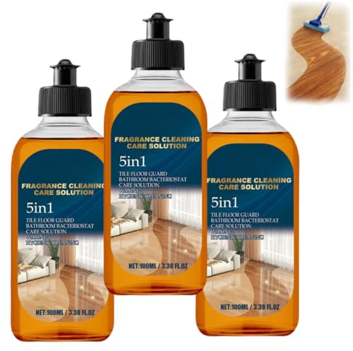 Floor cleaner, 5-in-1 fragrance cleaning care liquid, suitable for mopping, bathroom and kitchen, natural gloss, easy cleaning