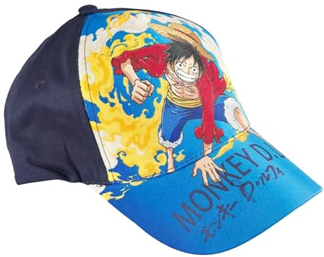 One Piece Kinder Basecap – 2 Designs mit Ruffy & Strohhut-Crew – Größenverstellbar (54–56 cm) – Offizielles Anime-Merch – Baumwoll-Cap mit Schirm