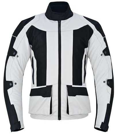 Mens Motorcycle Jacket Waterproof CE Armoured Textile (Grey-Black, S) | Durable Cordura Polyester Motorcycle Jacket With CE Protection, Waterproof Design & All Weather Comfort For Every Ride