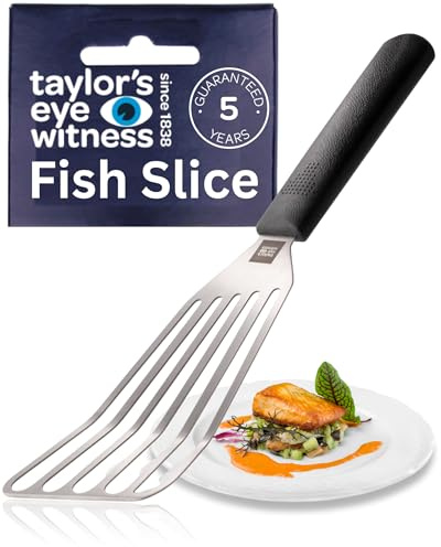 Taylor's Eye Witness Stainless Steel Fish Slice – Flexible Slotted Spatula for Cooking, Flipping & Frying – Rugged Handle, Ultra-Thin Blade, Dishwasher Safe – Perfect for Fish, Steak, Eggs