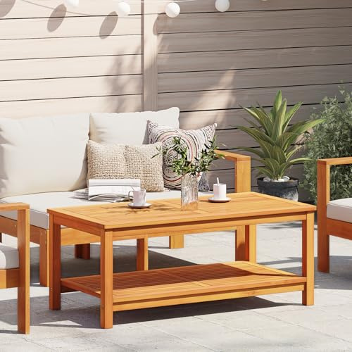JHQHSM Table basse en bois massif d'acacia 110 x 55 x 45 cm avec surface laquée | Table d'appoint minimaliste durable pour salon | Design robuste en pin pour moderne