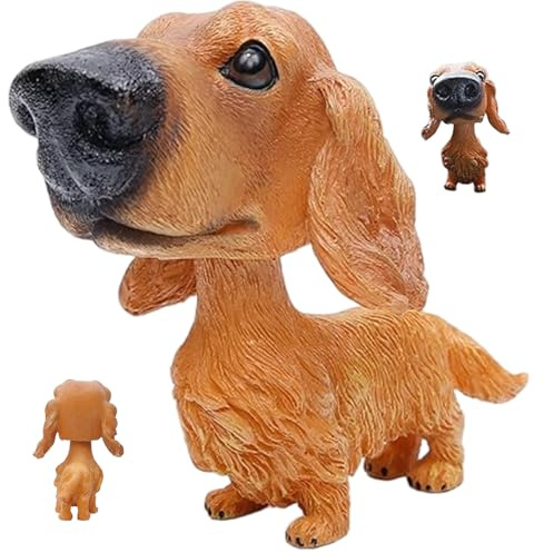Bemonew Hunde-Wackelkopffigur fürs Auto niedliche nickende Hundefigur aus Kunstharz Bezaubernder Dackel Geschenk für Kinder und Erwachsene 12, 7 cm