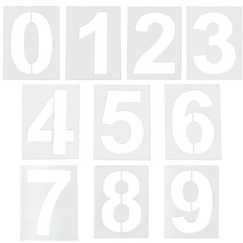 DICOSMETIC 30Stück 10 Stile 3.3 Zoll Zahlen Schablone PET Plastik Schablonen Wiederverwendbar 0-9 Digital Vorlage Zahlen Schablone Vorlagen für Türschilder Straßenmalerei Scrapbooking