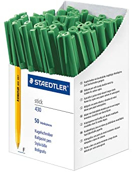 Staedtler Stick 430 F-5CP5 Ballpoint Pen Fine Ballpoint Pen Fine - Green (Pack of 50)