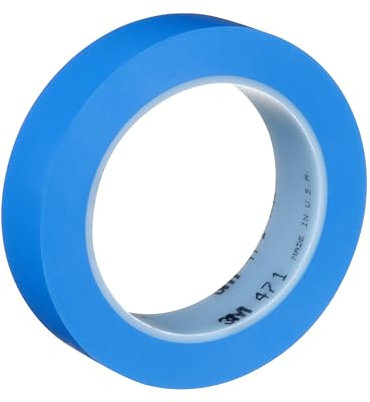 3M Cinta de vinilo 471, 1 pulgada x 36 yardas, azul, 1 rollo, alternativa de pintura para marcar el suelo, distancia social, codificación de color, marca de seguridad