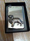 Flip Top encendedor de gasolina a prueba de viento plateado recargable CAV KING CHARLES PERROS