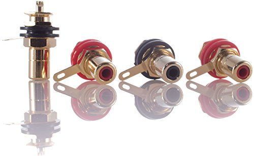 Hifi Lab Cinch Einbau-Buchse 24-k vergoldet RCA Audio High-End Cinch Buchse Verbinder Plug Jack Chinch Anschluss Premium 4x