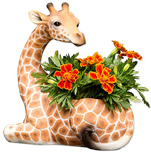 Bits and Pieces - Giraffe Planter - Yard Decorations - Wildlife Animal Urn for Plants - Indoor/Outdoor Decoration - Safari Inspired Yard Art
