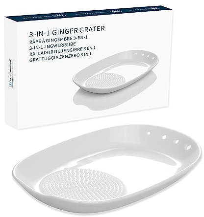 KITCHENDAO 3-in-1-Keramik-Reibeteller, Löffelablage Keramikreibe Rest Herb Stripper mit Minibürste, Kochlöffelablage leicht zu reinigen und aufzubewahren，Reibe Platte für Ingwer, Knoblauch und mehr