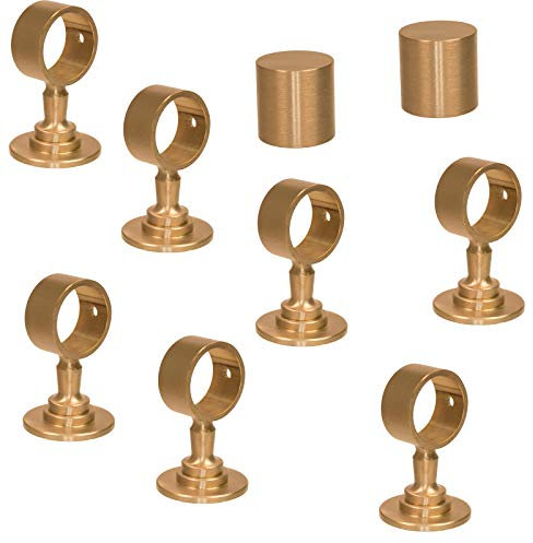 2 Endkappen und 7 Seilträger Messing matt für 30mm Handlaufseil