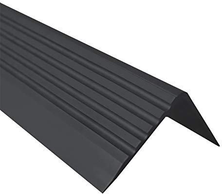 Quest Anti-Rutsch Treppenkantenprofil für Treppenstufen Winkelprofil PVC Gummi RGP, 1.5m, 50x42mm (schwarz)
