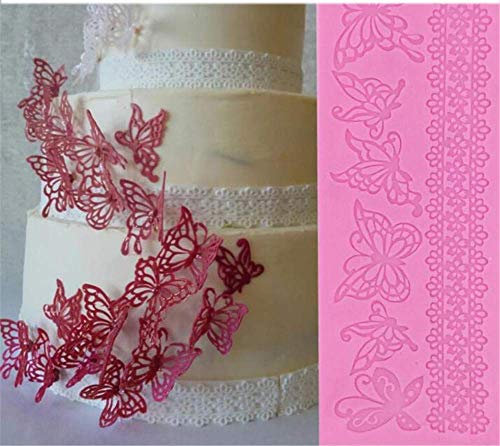 Sugarcraft Consistenza Silicone Torta Pizzo Stampi Tappetino,Fondente Decorazione Strumenti Cioccolato Gumpaste Cottura Al Forno Tappetino Stampo,Bordo Orlo Rilievo Impressione Fai da Te Emossing