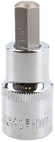 10mm Hex Bit Metric Allen Socket Male 1/2 Drive 55mm Length Strengthened Tip