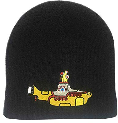 The Beatles Mütze Beanie Yellow Submarine Logo Nue offiziell Schwarz Unisex One Size
